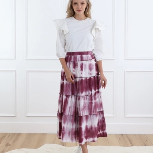 Udel New York Tie Dye Ruffle Maxi Dress Size Medium Pink NWT - Picture 1 of 5